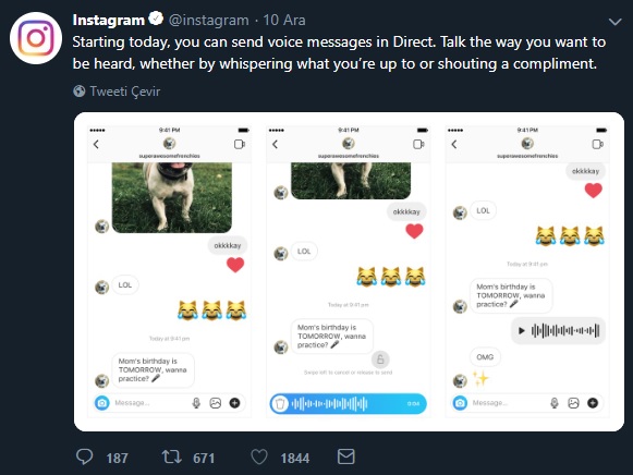 instagram sesli mesaj duyuru - instagram sesli mesaj ozelligi guncellemesi webolizma