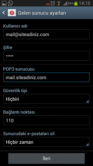 iOS ve Android İçin POP3 Mail Kurulumu